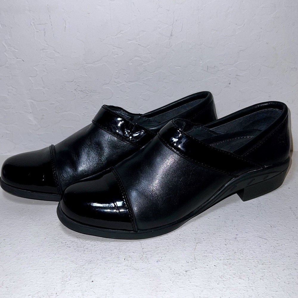 Ariat Womens Black Leather Patent Cap Toe Slip On Clogs Shoes Size 7.5B